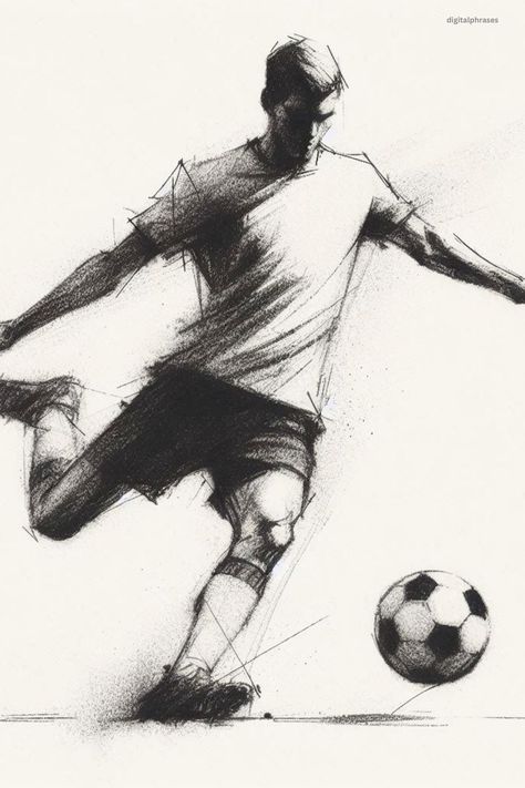 Get inspired with 23 kicking a soccer ball drawing ideas that capture the energy and motion of the sport. Perfect for sports fans and artists looking to add action to their art. Football Drawing Sketches, Soccer Sketch, Soccer Ball Drawing, Sports Drawing, Holiday Writing Prompts, Graphic Effects, Soccer Drawing, Narrative Writing Prompts, Sports Drawings