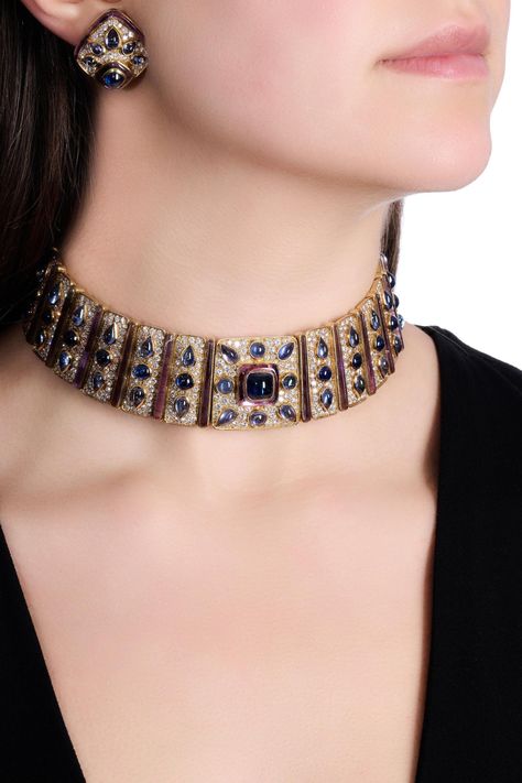 Sapphire, amethyst and diamond demi-parure, 'Byzance', circa 1978 | Magnificent Jewels and Noble Jewels | Jewelry | Sotheby's Sothebys Jewelry, Designer Pendants, Asian Bridal Jewellery, Haute Jewelry, Bulgari Jewelry, Magnificent Jewels, Diamond Choker Necklace, Diamond Tiara, Luxe Jewelry