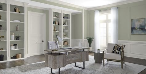 Glidden Paint Colors, Light Green Paint, Top Paint Colors, Traditional Home Office, Behr Colors, Paint Trends, Behr Paint, Green Paint Colors, Paint Companies