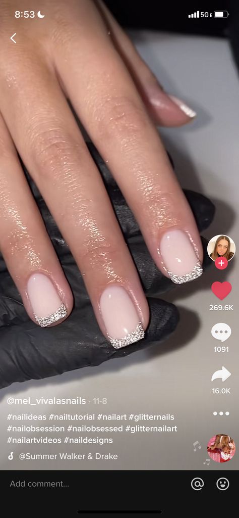 Sparkle French Manicure, French Manicure Designs, French Manicure Nails, Classic Nails, Tip Nails, Sparkle Nails, Star Nails, French Tip Nails, Wedding Hair And Makeup