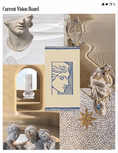 Neutral greek mediterranean summer aesthetic board #greek #neutral #mediterraneansummer #moodboard #beigeaesthetic #greeksummer Greek Muses Aesthetic, Greek Packaging Design, Meditterean Aesthetic, Vintage Mediterranean Aesthetic, Greek Party Aesthetic, Greek Culture Aesthetic, Mediterranean Mood Board, Greek Branding, Greek Moodboard