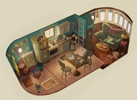 Interior Concept Art, Bg Design, Sims 4 House Design, Casas The Sims 4, Boat Interior, Isometric Art, Sims House Design, Environment Art, Fantasy House