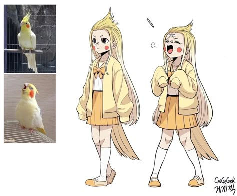 Animals As Anime Characters, Human Disney Animals, Bird Human Oc, Animal Hybrids Art Human, Bird Girl Oc, Bird Oc Human, Hybrid Human Oc, Bird Hybrid Oc, Animal Hybrid Oc