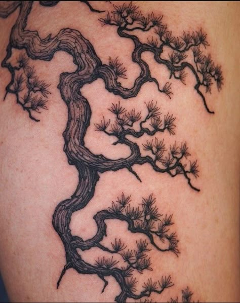 Asian Tree Tattoo, Japanese Pine Tree Tattoo, Back Cybersigilism Tattoo, Chinese Tree Tattoo, Realistic Tree Tattoo, Japanese Tree Tattoo, Tree Arm Tattoo, Tree Tattoos For Women, Bonsai Tree Tattoo