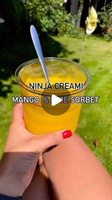 Ninja Kitchen UK on Instagram: "MANGO & LIME SORBET 🥭⁠ ⁠ The sun has finally appeared which means it’s time to dust off your Ninja Creami 😉⁠ ⁠ All you need is a tin of mangos in juice and a good squeeze of fresh lime juice for extra zestiness. ⁠Maybe even a dash of chilli if you’re feeling fancy.  ⁠ It’s such a breeze to make:⁠ - Pour the fruit into the pint pot⁠ - Freeze for 24 hours⁠ - Churn on sorbet setting⁠ ⁠ 📽️@thecoachhousekitchen⁠ #ninjacreami #mangosorbet #homemadeicecream #sorbet" Peach Sorbet Ninja Creami, Orange Sorbet Ninja Creami, Mango Sorbet Ninja Creami, Mango Sorbet Recipe Ice Cream Maker, Vitamix Mango Sorbet, Ninja Kitchen, Lime Sorbet, Mango Ice Cream, Mango Sorbet