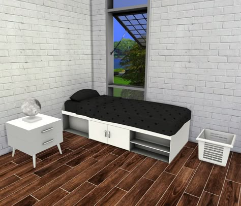 Sims 4 Cc Bed Single, Sims 4 Functional Bed Cc, Sims 4 Cc Furniture Functional Bed, Sims 4 Cc Single Bed, Sims 4 Cc Computer Functional, Sims 4 Single Bed Cc, Sims 4 Functional Objects, Sims 4 Teen Bedroom, Wash Basket