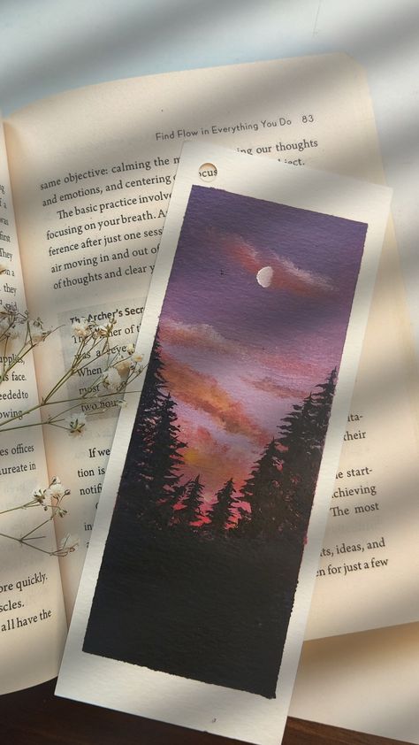 Sunset painting using watercolor Skecting Ideas, Painting Using Watercolor, Bookmarks Design, Diy Bookmark, Diy Pottery Painting, Bookmark Ideas, Bookmark Craft, Watercolor Bookmarks, Art & Craft Paint