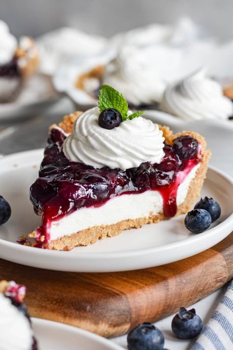 Blueberry Cream Cheese Pie • Dance Around the Kitchen Blueberry Cream Cheese Pie, Blueberry Yum Yum, Celebrating Sweets, Homemade Blueberry Pie, Creme Pie, Pie Fillings, Homemade Graham Cracker Crust, Cream Cheese Pie, Homemade Graham Crackers