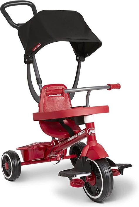 Amazon.com: Radio Flyer Pedal & Push 4-in-1 Stroll ' N Trike®, Red Tricycle, for Toddlers Ages 1-5 (Amazon Exclusive), Toddler Bike Large Red Tricycle, Toddler Bike, Radio Flyer, Toddler Age, Tricycle, Nursery, Bike, Red