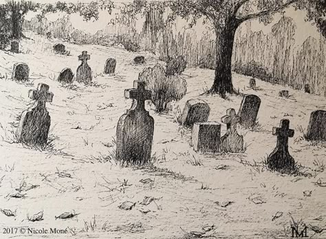 Nicole Moné on Instagram: “"Inktober" Day 25 - Micron Ink Pen & acid free cotton rag paper - Sleepy Hollow Cemetery - Sleepy Hollow, NY #inksketch #inkdrawing #artist…” Cemetery Sketch, Cool Pen Drawings, Cemetery Drawing, Graveyard Sketch, Graveyard Drawing, Graveyard Painting, Sleepy Hollow Ny, Sleepy Hollow Cemetery, Micron Pen Art