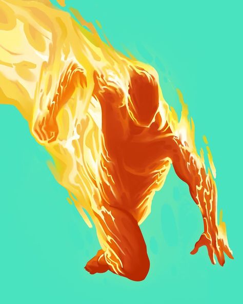 Fire People Art, Fire Elemental Male, Fire Superhero, Fire God Art Male, Human Torch Comic Art, The Human Torch, Blade Movie, Tupac Photos, Drawing Comics