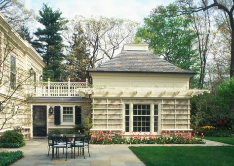 Garage Addition w/ Breezeway, Balcony and Terrace In Law Suite Addition, Inlaw Suite, Center Hall Colonial, Garage Guest House, Garage Addition, Colonial Exterior, Home Addition, Patio Roof, Garage Plans