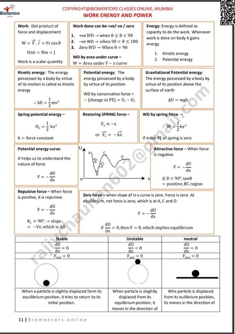 Work Energy Power Physics Formula Sheet, Work Power Energy Formula Sheet, Work Energy Power Physics Notes, Neet Physics, Work Energy And Power, Formula Sheet, Physics Mechanics, Neet Notes, Organic Chemistry Study