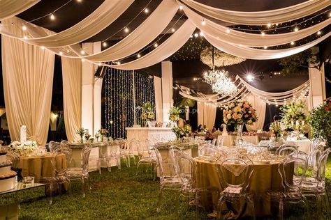 Canopy Lights Wedding, Night Wedding Decor, Wedding Entrance Decor, Rustic Elegant Wedding, Wedding Stage Design, Wedding Planning Decor, Luxurious Wedding, Wedding Entrance, Wedding Decor Style