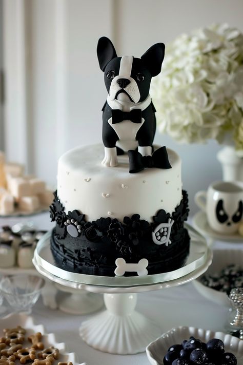 Boston Terrier Birthday Bash: Fetch These Cake Ideas Frenchie Cake Ideas, Boston Terrier Cupcakes, Dog Birthday Cake Design, Bulldog Birthday Cake, Boston Terrier Cake, Boston Terrier Birthday, Bulldog Cake, Dog Birthday Cake, 60th Birthday Cakes