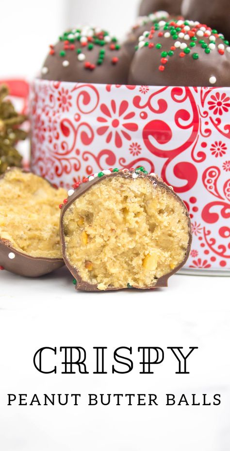 Crispy Peanut Butter Balls, Peanut Butter Balls Easy, Peanut Butter Balls Recipe, Crunchy Peanut Butter, Homemade Food Gifts, Butter Balls, Christmas Food Gifts, Chocolate Christmas, Butter Rice