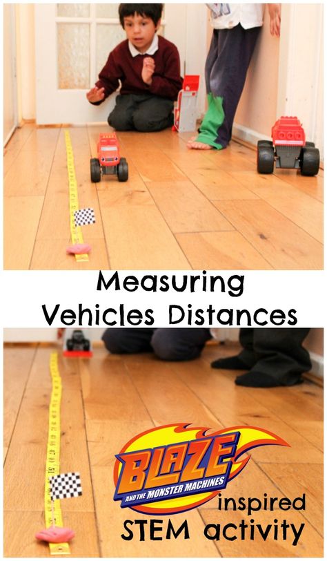 Measuring Vehicles Distances, STEM activity inspired by Blaze and the Monster Machines - In The Playroom Monster Truck Activities For Preschool, Monster Truck Activities, Transport Eyfs, Prek Transportation, Thanksgiving Stem Activities, Stem Activities Middle School, Summer Stem Activities, Stem Activities Kindergarten, Maths Eyfs