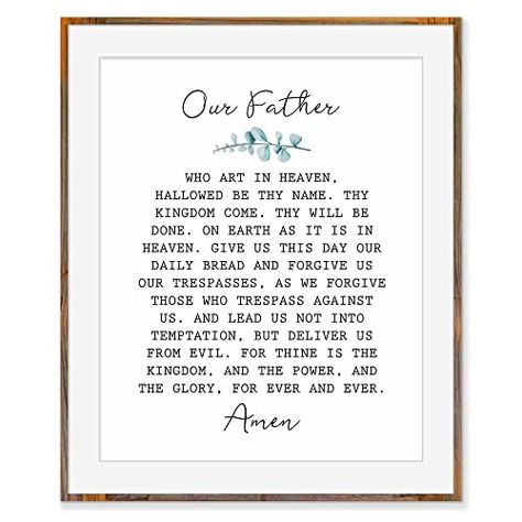 Our Father Who Art In Heaven Hallowed Be Thy Name The Lord's Prayer Sign Our Father Sign Bible Verse Scripture Bible Quote Without Frame - 8x10" Our Father Prayer, Our Father Who Art In Heaven, Prayer Signs, Scripture Bible, Thy Kingdom Come, The Lord's Prayer, Thy Will Be Done, 8x10 Prints, Lord's Prayer