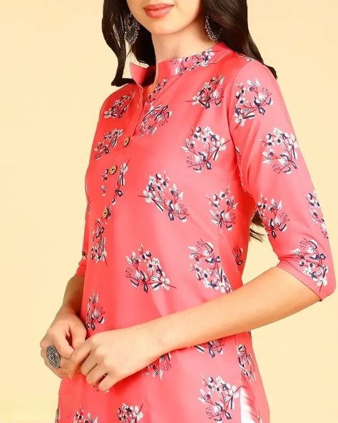 Women's printed Crepe Button kurti Size: S M L XL 2XL Neck Style: Chinese Neck Color: Pink Fabric: Crepe Pack Of: Single Type: Stitched Style: Floral Print Design Type: A-Line Sleeve Length: 3/4 Sleeve Occasion: Casual Kurta Length: Calf Length Within 6-8 business days However, to find out an actual date of delivery, please enter your pin code. •Care Instructions: Dry Clean Only •Fabric: crepe, hard finish soft and comfortable fabric inside •Neck: Mandarin/Ch... Pin Code, Floral Print Design, Pink Fabric, How To Find Out, Print Design, A Line, Floral Print, Floral Prints, Sleeve Length