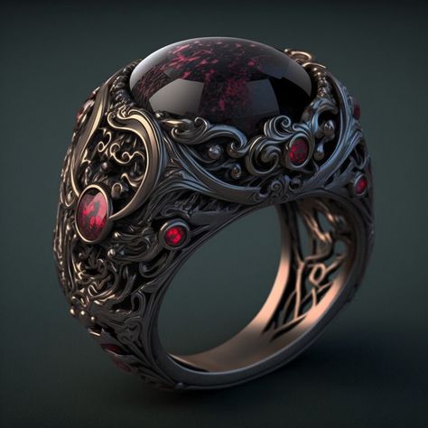 Rings Fantasy Art, Cool Rings Unique, Fantasy Rings Magic, Fantasy Rings, Fantasy Jewelry Magic, Cool Rings For Men, Space Rings, Gothic Engagement Ring, Fantasy Ring