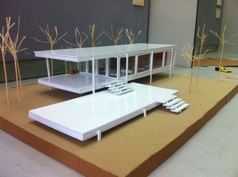 Farnsworth House Model, Online Architecture, Farnsworth House, Contemporary Modern House, Architecture Panel, Architecture Concept Diagram, Architecture Model Making, Architecture Concept Drawings, Van Der Rohe