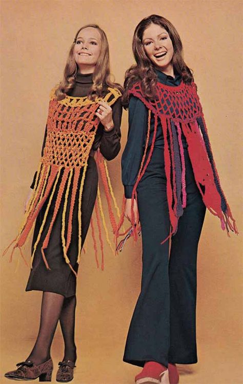 1970s VINTAGE CROCHET PATTERN Striped Crochet by GrannyTakesATrip Hippie Crochet Patterns, Poncho Au Crochet, Poncho Patterns, 1980’s Fashion, Crochet Wearables, Fashion Decades, Hippie Crochet, Crochet Poncho Patterns, Vintage Crochet Pattern