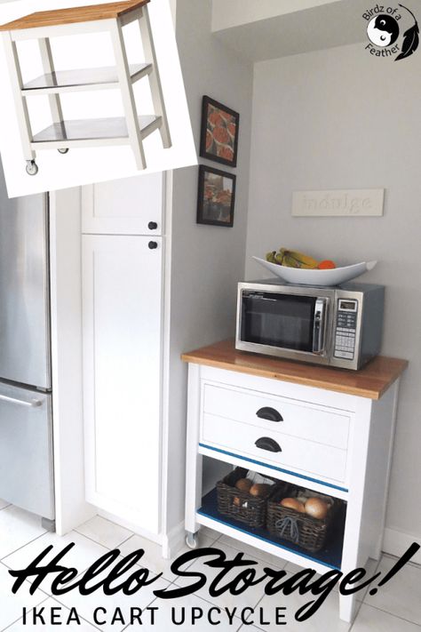 Ikea Stenstorp, Diy Kitchen Cart, Fridge Wall, Ikea Cart, Microwave Storage, Microwave Cart, Microwave Cabinet, Microwave Stand, Microwave In Kitchen