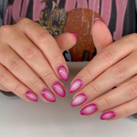 Plz plz plz do airbrush aura nails— you know you want to🤭 Structured gel mani fill: $55 Simple designs x10: $25 Total: $80 #auranails #pinknails #easynail #simplenails #auranailart #simplenailideas #nailideas #nailinspo #nailsnailsnails #nailinsporation Pink Nails Aura, Airbrush Almond Nails, Pink Aura Nails Almond, Nail Airbrush Designs, Air Brushed Nails, Structured Gel Nails, Aura Nails Almond, Pink Airbrush Nails, Airbrush Nail Designs