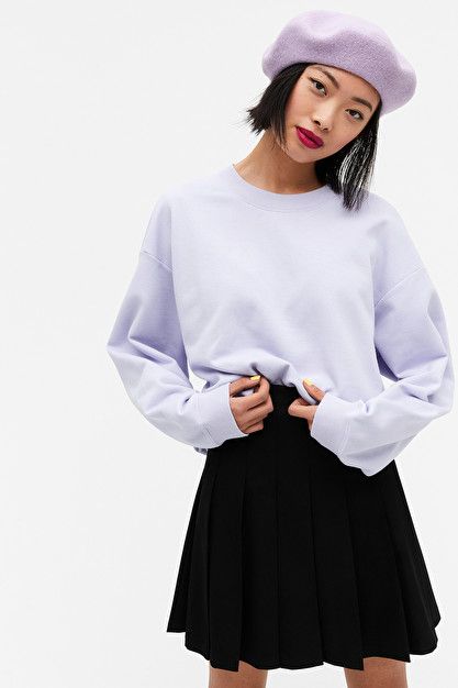 Loose-fit sweater - Lilac - Sweatshirts & hoodies - Monki WW Loose Fit Sweater, Purple Sweatshirt, Different World, Green Sweatshirt, A Different World, Fashion Pieces, Tennis Skirt, Modern Fashion, World Of Fashion