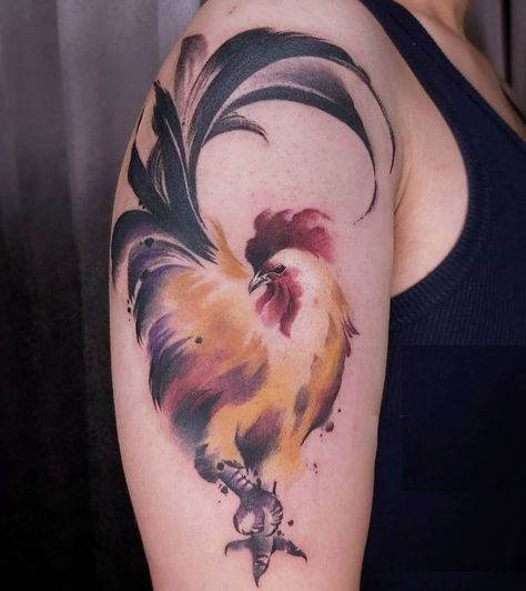 35+Amazing Rooster Tattoos with Meanings 36 Rooster Tattoo For Women, Rooster Tattoo Design, Chicken Tattoos For Women, Chicken Tattoo Ideas, Unique Animal Tattoos, Farm Tattoo, Snake Tattoo Meaning, Chicken Tattoo, Pig Tattoo