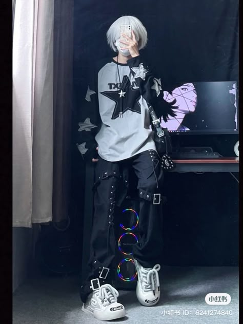 Yami Kawaii Male, Dark Harajuku Fashion Men, Y2k Cybercore Outfits Men, Alt Fashion Male, Your Astethic, Emo Boy Clothes, Alt Male Fashion, Tokyo Fashion Men, Alt Fashion Men