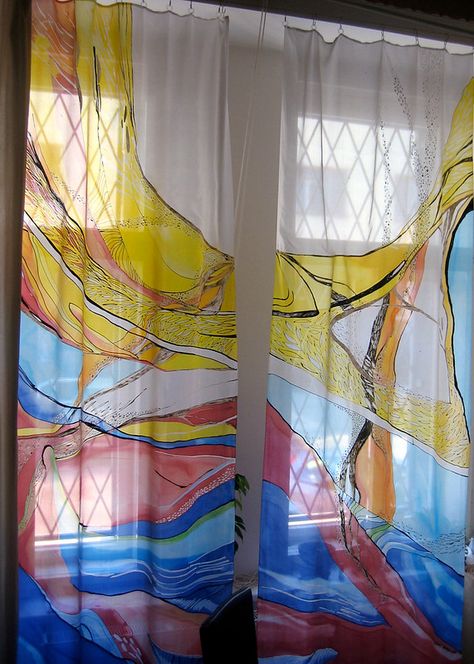 silk_curtain_RYE | hand painted silk curtain by dagamara aka… | Flickr Multicolor Art Silk Digital Prints With Traditional Drape, Multicolor Art Silk Fabric In Traditional Drape, Glass Window Art Curtains & Drapes, Artful Hand-painted Multicolor Silk Scarf, Artistic Hand-dyed Silk Scarves, Silk Curtains, Painted Silk, Hand Painted Silk, Silk Painting