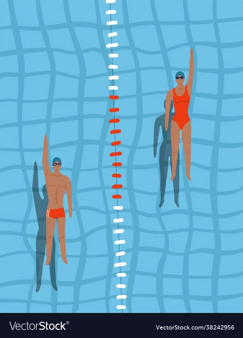 Swimming Pool Painting, Swimmer Illustration, Pool Top View, Swimming Pool Illustration, Swim Illustration, Swimming Pool Drawing, Swimming Drawing, Swimming Gif, Swimming Illustration