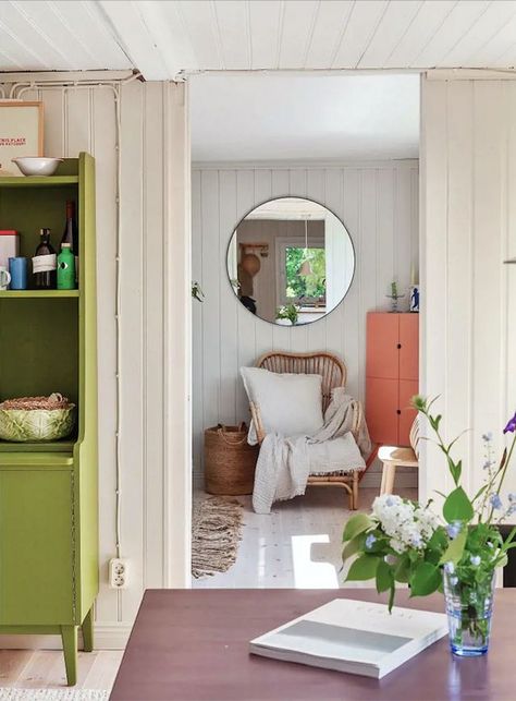 Gen's Playful Swedish Summer Cottage | my scandinavian home | Bloglovin’ Danish Cottage Interior, Swedish Style Home, Swedish Cottage Interior, Colorful Scandinavian Interior, Nordic Cottage, Swedish Home Decor, Swedish Summer House, Swedish Homes, Norwegian House