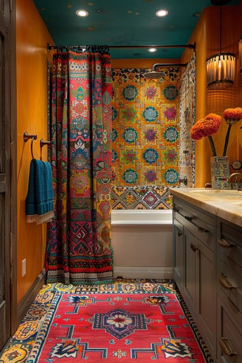 29 Boho Bathroom Ideas for a Relaxing and Stylish Sanctuary 5 South American Decor, Shower Mosaic, Chic Artwork, Vibrant Bathroom, Boho Bathroom Ideas, Indoor Gardening Ideas, Lush Plants, Boho Style Decor, Green Oasis