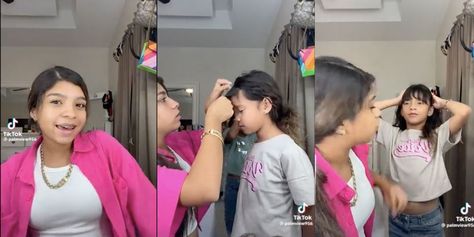 Sisters go viral on TikTok for fixing a DIY bangs haircut gone wrong https://trib.al/K0qEaU7 Bangs Gone Wrong, Diy Bangs Haircut, Bangs Haircut, Go Viral On Tiktok, Middle Sister, Viral On Tiktok, What Have You Done, Gone Wrong, Picture Day