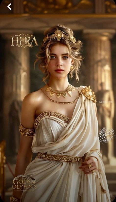 Goddesses Costume, Hera Greek Goddess, Ancient Greek Dress, Greek Goddess Hera, Greek Character, Mythology Goddesses, Hera Goddess, Gods Of Olympus, Greek Goddess Art