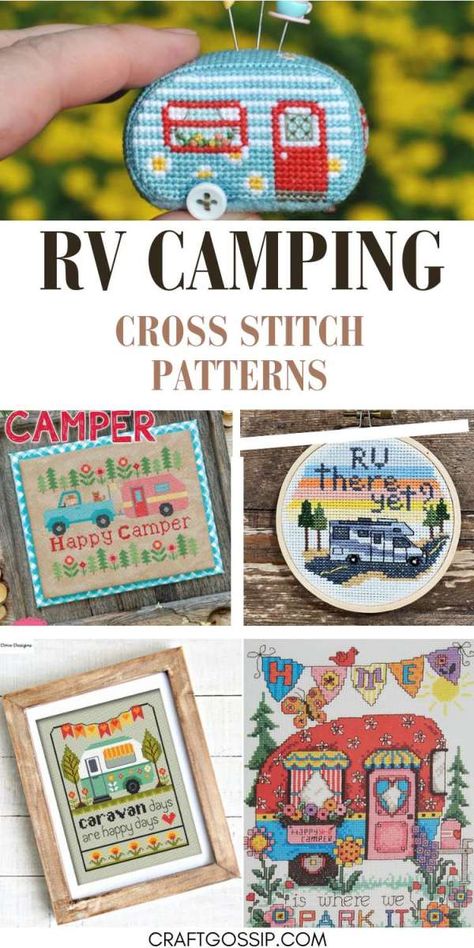 Camper Cross Stitch Pattern Free, Outdoor Cross Stitch, Cross Stitch Camper, Camping Cross Stitch Patterns, Cross Stitch Camping, Snowman Cross Stitch, Snowman Cross Stitch Pattern, Knitting Quilt, Free Cross Stitch Designs