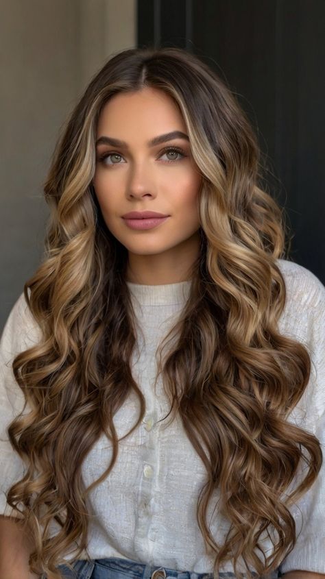 Voluminous Curls: Brunette Hair 💖 Volumous Curls, 4 Braids Hairstyle, Medium Length Brown Hair, Office Hairstyles, Engagement Hairstyles, Hairstyles 2024, Voluminous Curls, Braided Hairstyles Updo, Brown Hair With Highlights