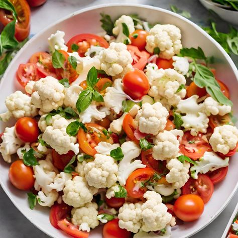 Vibrant Cauliflower Tomato Salad (Creamy & Crisp) Cauliflower Tomato Salad, Angus Steak, Jerk Chicken Recipe, Tomato Salad Recipes, Cauliflower Salad, Brussel Sprout Salad, Bread Appetizers, Fire Roasted Tomatoes, Cucumber Tomato