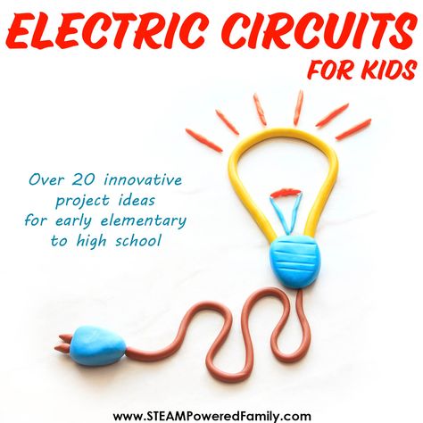 Simple electric circuits for kids including innovative experiments and STEM projects to learn about currents, circuits and electricity. Electricity is a vital and key part of our daily lives. It is all around us, everywhere we go, transforming everything we do. So it is important that kids are given a solid foundation in electrical engineering projects. Today we are learning how electrical circuits work with lots of innovative hands on project ideas. Visit STEAMPoweredFamily.com for details. Circuit Stem Projects, Simple Circuit Projects For Kids, Electric Circuit Projects Kids, Electric Circuit Projects Ideas, Electric Circuits For Kids, Circuits For Kids, Simple Circuit Projects, Simple Electric Circuit, Paper Circuits Projects