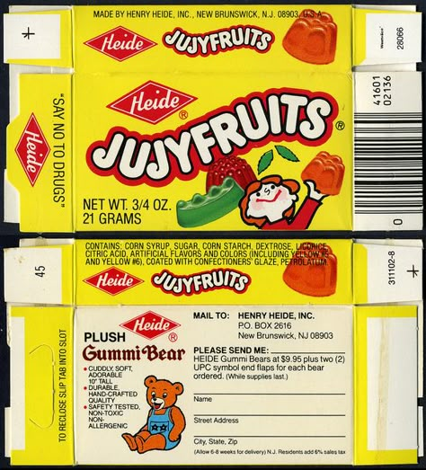 Heide - Jujyfruits Cool Candy, Cereal Packaging, Chocolate Babies, Candy Labels, Dollhouse Printables, Typography Alphabet, Retro Candy, Tootsie Roll, Candy Packaging