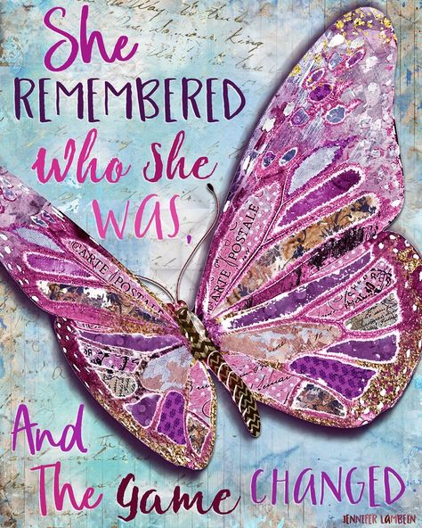 She Remembered Art Print by Jennifer Lambein for Textured Home Butterfly, Home Decor, Wall Decor, Pink, Barbiecore, Positive Quotes, Quotes, Purple, Etsy, Artist, Design, Success, Self Love, Self Care, Mental Health Jennifer Lambein, Watercolor Collage, Art Papillon, Pretty Watercolor, Butterfly Quotes, Collage Painting, Butterfly Art Print, Royal Art, Watercolour Gift