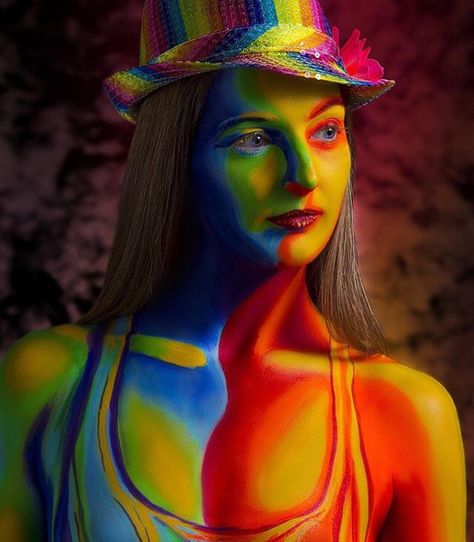 Infrared makeup Infrared Makeup, Heat Map Makeup, Angular Face, Heat Map, Rainbow Makeup, Glam Squad, Halloween Make Up, Long Blonde Hair, Beauty Editorial