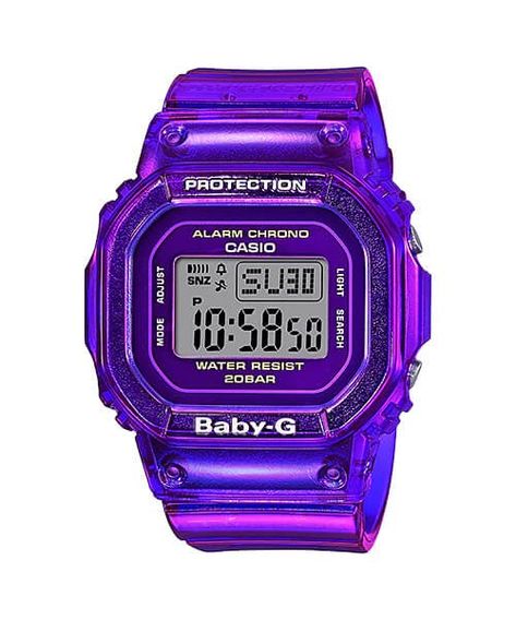 Baby-G BGA-270S and BGD-560S Color Skeleton Series Purple Watch, Purple Cases, Elapsed Time, G Shock Watches, Baby G, Casio G Shock, 200m, Watches Women Fashion, G Shock