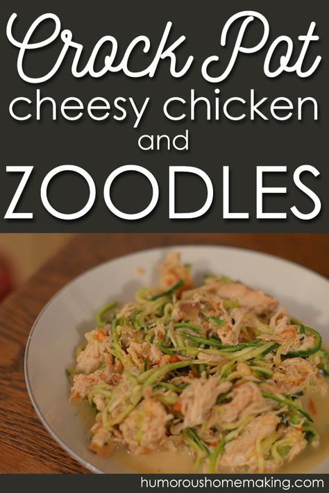 This Crock Pot Cheesy Chicken and Zoodles recipe is perfect for when you'll be out of the house all day! Prep your zoodles ahead of time and you'll be good to go! Chicken And Zoodles, Thm Crockpot, Crock Pot Cheesy Chicken, Chicken Zoodles, Cooking Zoodles, Thm Meals, Thm S Meals, Bruschetta Ingredients, Zoodle Recipes