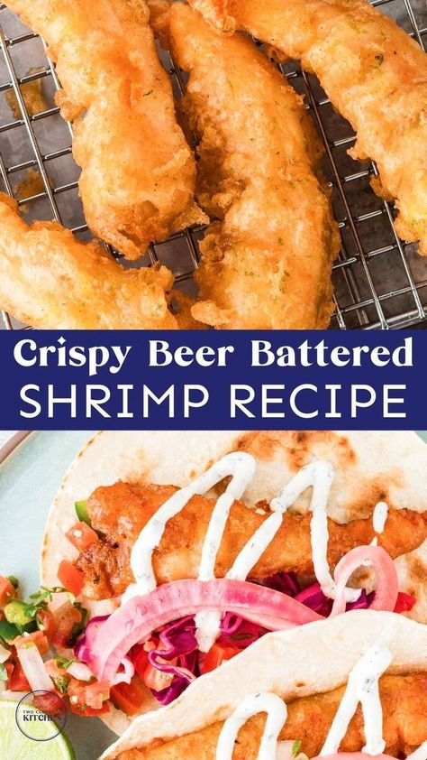 Yummy and easy to make, this is the best beer battered shrimp recipe ever! Use these crispy, beer-battered shrimp in tacos, salads, or as a main dish for a delicious weeknight dinner that will please everyone. You’ll get perfectly crispy shrimp without the need for deep frying. This light and crispy beer battered shrimp also makes an amazing appetizer. The batter forms a crunchy coating around juicy, tender shrimp, making it a crowd-pleasing favorite! Add this to your fall dinner recipe ideas! Fried Shrimp Dinner Ideas, Batter For Fried Shrimp, Fried Shrimp Batter Recipes, Battered Shrimp Recipes, Fried Shrimp Batter, Beer Battered Halibut, Pineapple Habanero Sauce, Shrimp Batter, Beer Batter Recipe