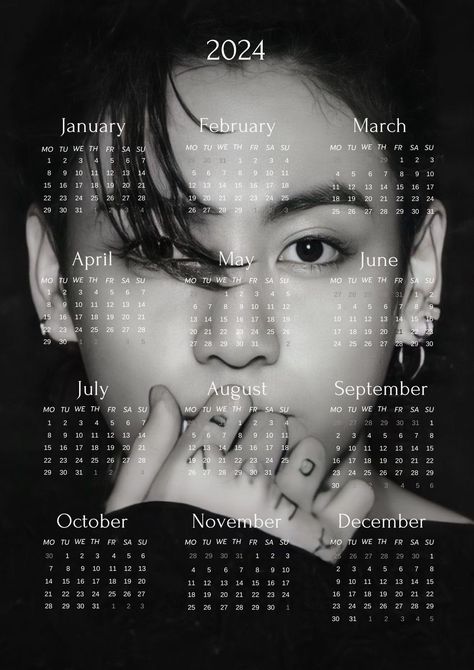 Bts 2024 Calendar, Kpop Fandom Names, Jungkook 2024, Calender Print, Vintage Aesthetic Stickers Printables, Bts Calendar, Music Painting, Jungkook Fanart, Calendar Design