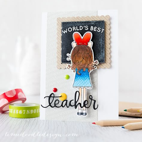 Adorable creation by Debby Hughes using Simon Says stamp Exclusives. Teachers Day Cards Handmade Creative, Teachers Day Card Design, Chevron Pattern Background, Teachers Day Greetings, Teachers Day Card, Teacher Appreciation Cards, Teacher Thank You Cards, Bunny Painting, Teacher Cards