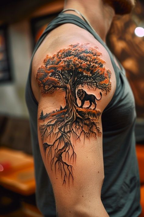 Trees And Flowers Tattoo, Tree Collar Bone Tattoo, Tree Of Life Arm Tattoo, Tree Memorial Tattoo, Celtic Tree Of Life Tattoo Men, Life Tree Tattoo Design, Viking Tree Of Life Tattoo, Life Tattoos For Men, Tree Of Life Tattoo Men